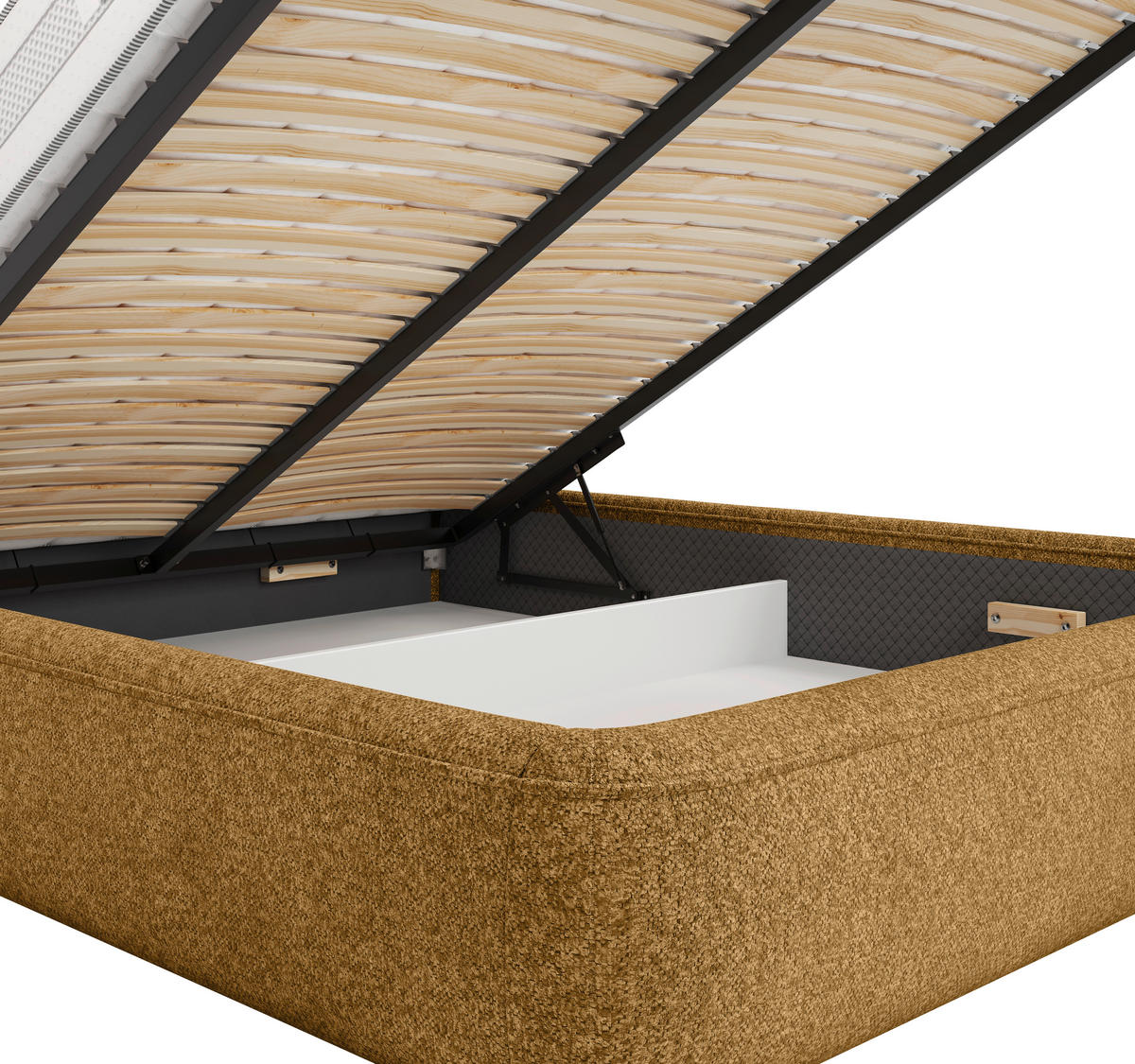 STOPPAD SÄNG ,140/200 cm  i honung  - honung/svart, Modern, metall/trämaterial (140/200cm) - MID.YOU