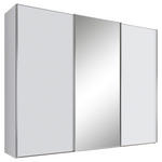 SCHWEBETÜRENSCHRANK  in Weiß  - Alufarben/Weiß, Design, Glas/Holzwerkstoff (249/222/68cm) - Moderano