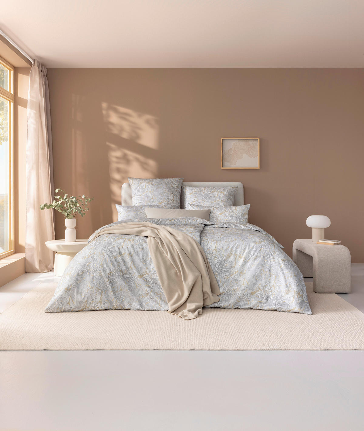 BETTWÄSCHE 3-teilig Helen Satin 155/220 cm  - Silberfarben, Design, Textil (155/220cm) - Estella