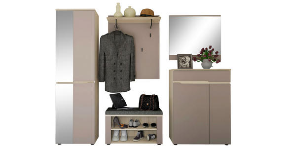 GARDEROBE 5-teilig  in 245/192/38 cm  - Taupe/Eichefarben, Design, Glas/Holzwerkstoff (245/192/38cm) - Voleo