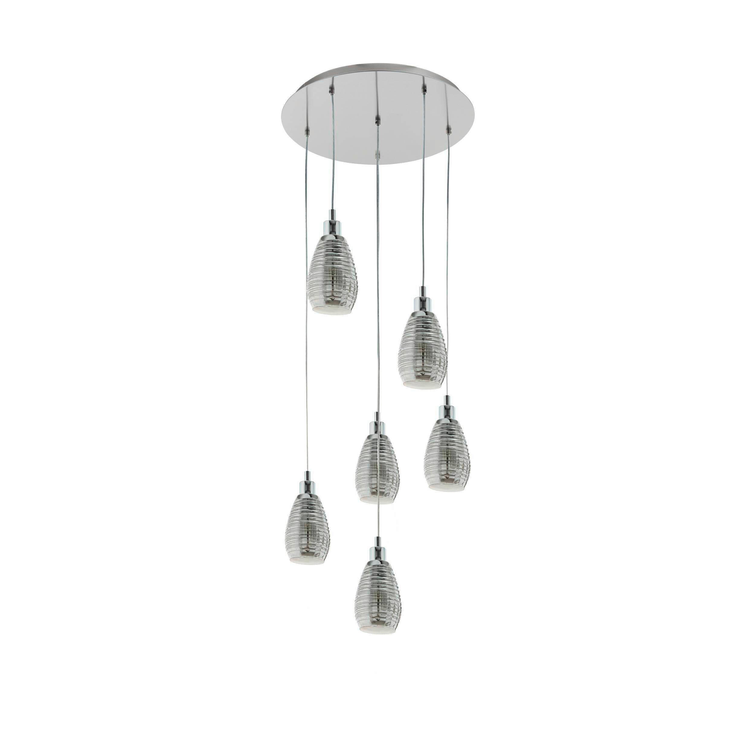 HÄNGELEUCHTE 50/150 cm   - Chromfarben/Schwarz, Design, Glas/Metall (50/150cm) - Eglo