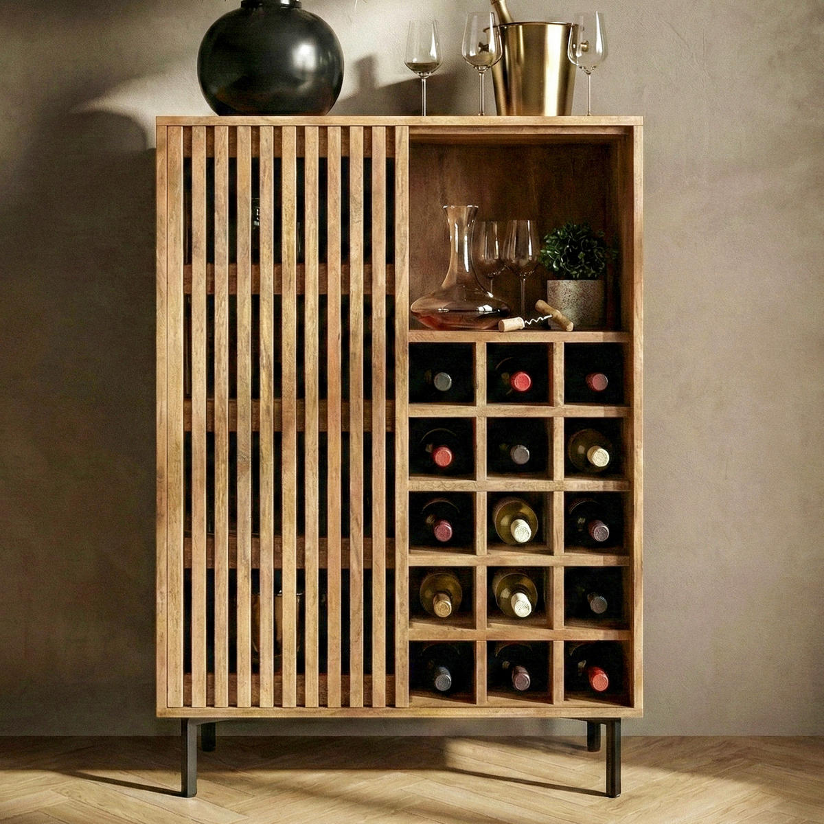 BARSKA OMARA rjava  - črna/rjava, Design, kovina/les (80/123/43cm) - Livetastic