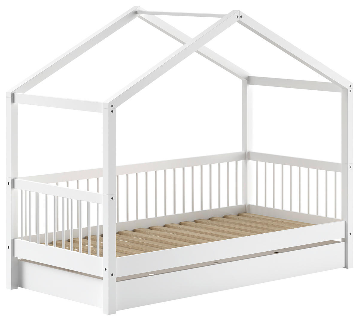 HAUSBETT Rollrost, Bettschublade 90/200 cm  - Naturfarben/Weiß, MODERN, Holz (90/200cm) - MID.YOU