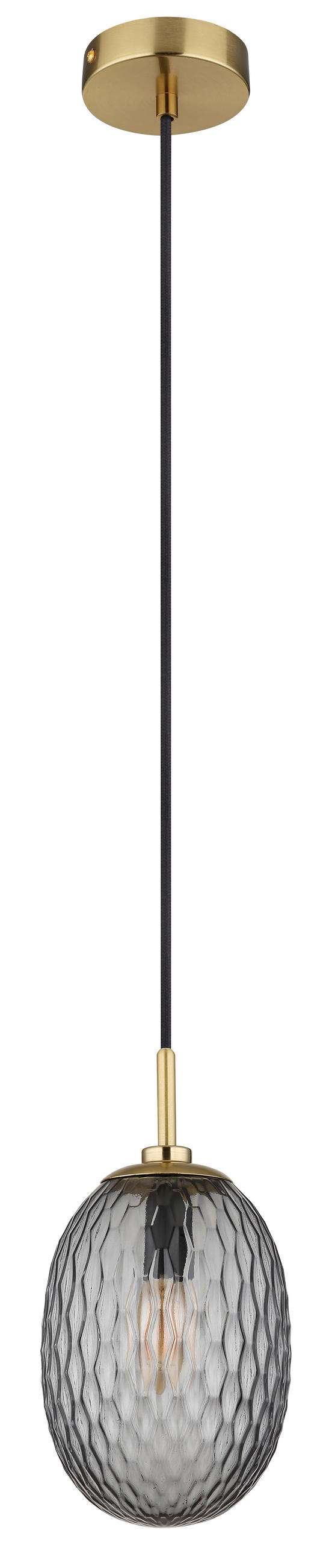 HÄNGELEUCHTE 15/120 cm    - Goldfarben/Schwarz, Basics, Glas/Textil (15/120cm) - Globo