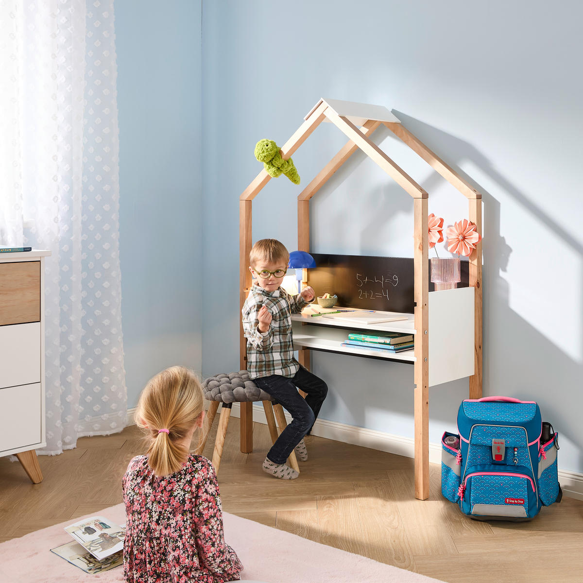 KINDERSCHREIBTISCH 100/40/155 cm Pinie massiv  - Anthrazit/Weiß, Design, Holz/Holzwerkstoff (100/40/155cm) - home24