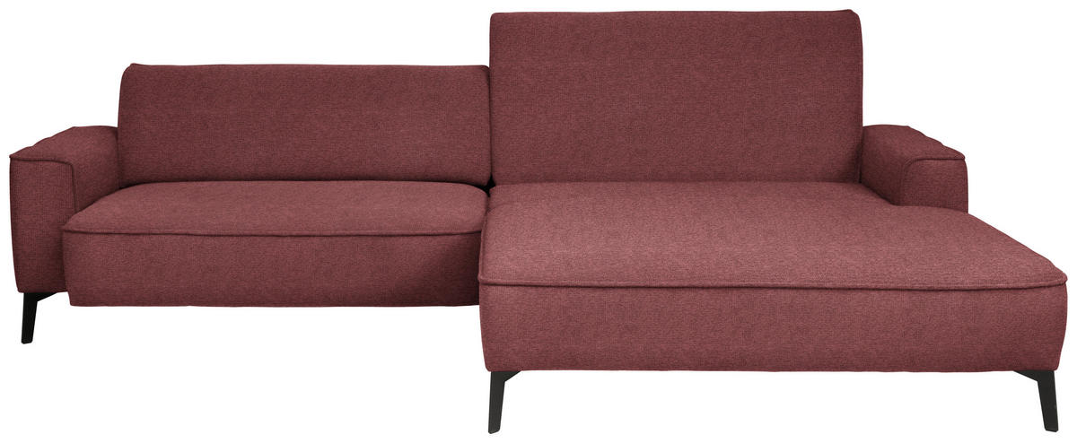 ECKSOFA in Flachgewebe Rot  - Rot/Schwarz, Design, Textil/Metall (285/190cm) - Johann Jakob