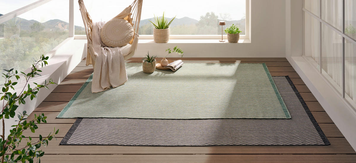 OUTDOORTEPPICH 120/170 cm Grau, Schwarz  - Schwarz/Grau, KONVENTIONELL, Textil (120/170cm) - Ambia Garden