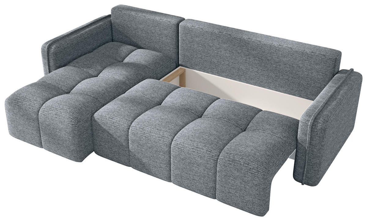 ECKSOFA  in Flachgewebe Grau  - Schwarz/Grau, MODERN, Kunststoff/Textil (142/240cm) - Carryhome