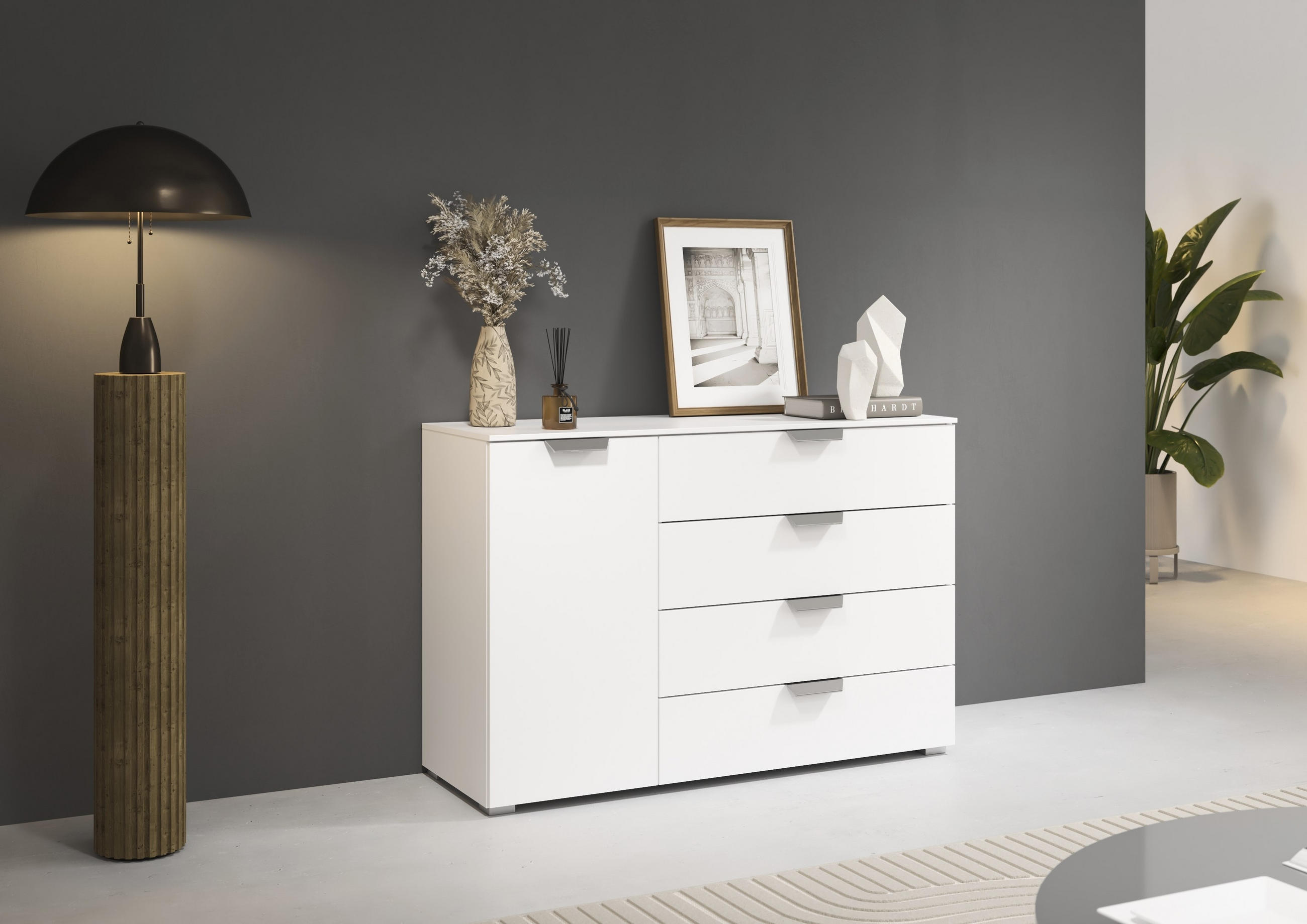 KOMMODE  in 120/81/42 cm  - Chromfarben/Weiß, Design, Holzwerkstoff/Metall (120/81/42cm) - Carryhome