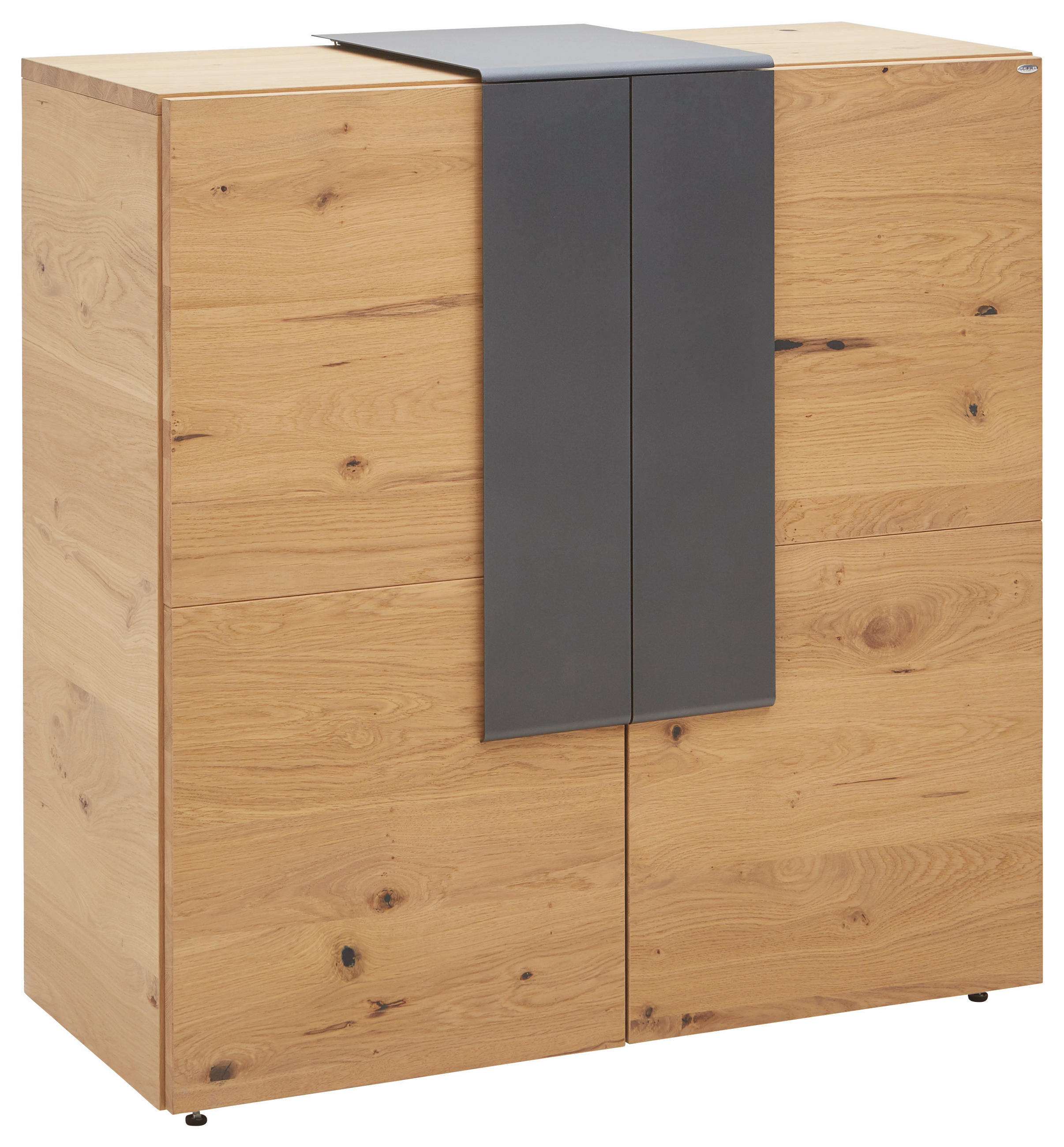 SCHUHSCHRANK Wildeiche furniert, mehrschichtige Massivholzplatte (Tischlerplatte) Anthrazit, Eichefarben  - Eichefarben/Anthrazit, Natur, Holz/Metall (96,2/99,2/43,5cm) - Voglauer