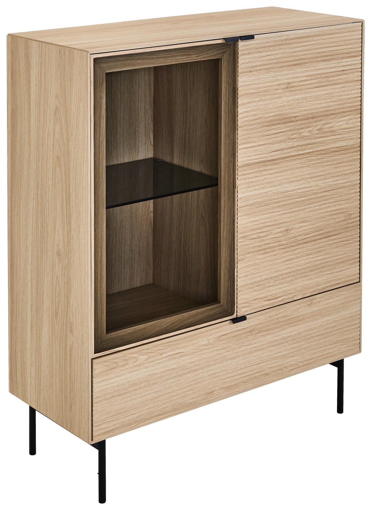 HIGHBOARD  100/120/40 cm 1 Schublade(n)  - Eichefarben/Schwarz, KONVENTIONELL, Glas/Holzwerkstoff (100/120/40cm) - Xora
