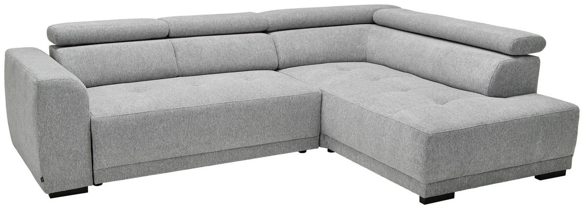 ECKSOFA in Struktur Hellgrau  - Hellgrau/Schwarz, Design, Kunststoff/Textil (284/205cm) - MID.YOU