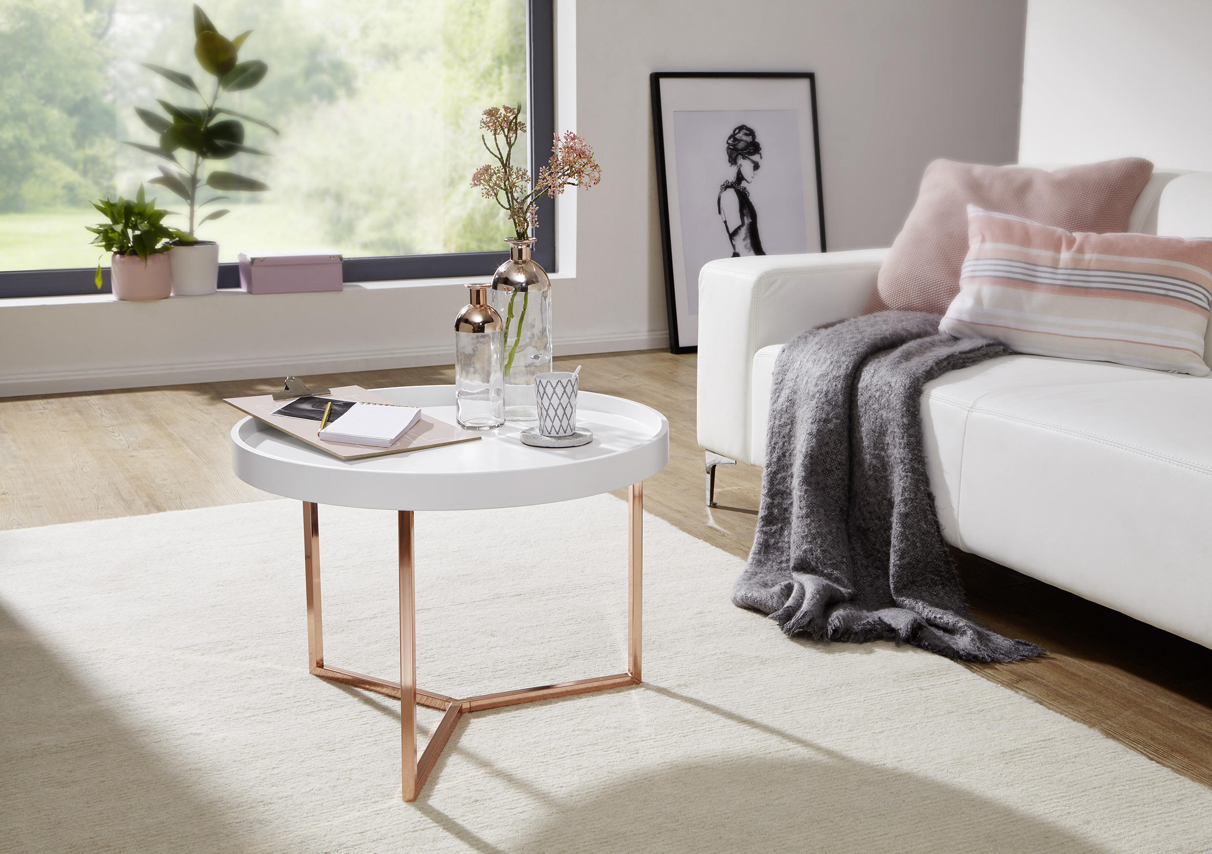 COUCHTISCH in Holz, Holzwerkstoff 58,5/58,5/42 cm  - Weiß/Kupferfarben, Design, Holz/Holzwerkstoff (58,5/58,5/42cm) - MID.YOU