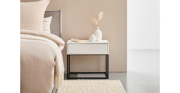 NACHTKÄSTCHEN 60/52/38,5 cm  in Schwarz, Weiß  - Schwarz/Weiß, Design, Holzwerkstoff/Metall (60/52/38,5cm) - Carryhome