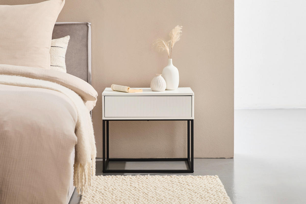 NACHTKÄSTCHEN 60/52/38,5 cm  in Schwarz, Weiß  - Schwarz/Weiß, Design, Holzwerkstoff/Metall (60/52/38,5cm) - Carryhome