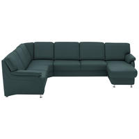 WOHNLANDSCHAFT Echtleder Graublau  - Graublau/Alufarben, Konventionell, Leder/Metall (239/329/165cm) - Beldomo Premium