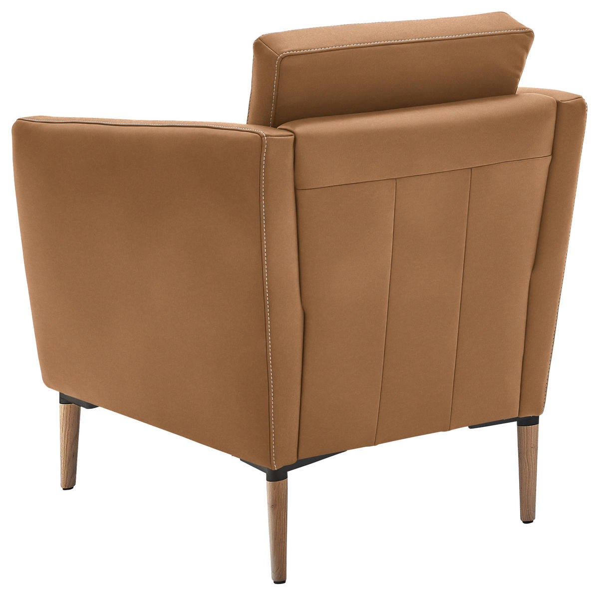 SESSEL Echtleder Haselnussfarben  - Eichefarben/Beige, Natur, Leder/Holz (75/84/76cm) - Valnatura