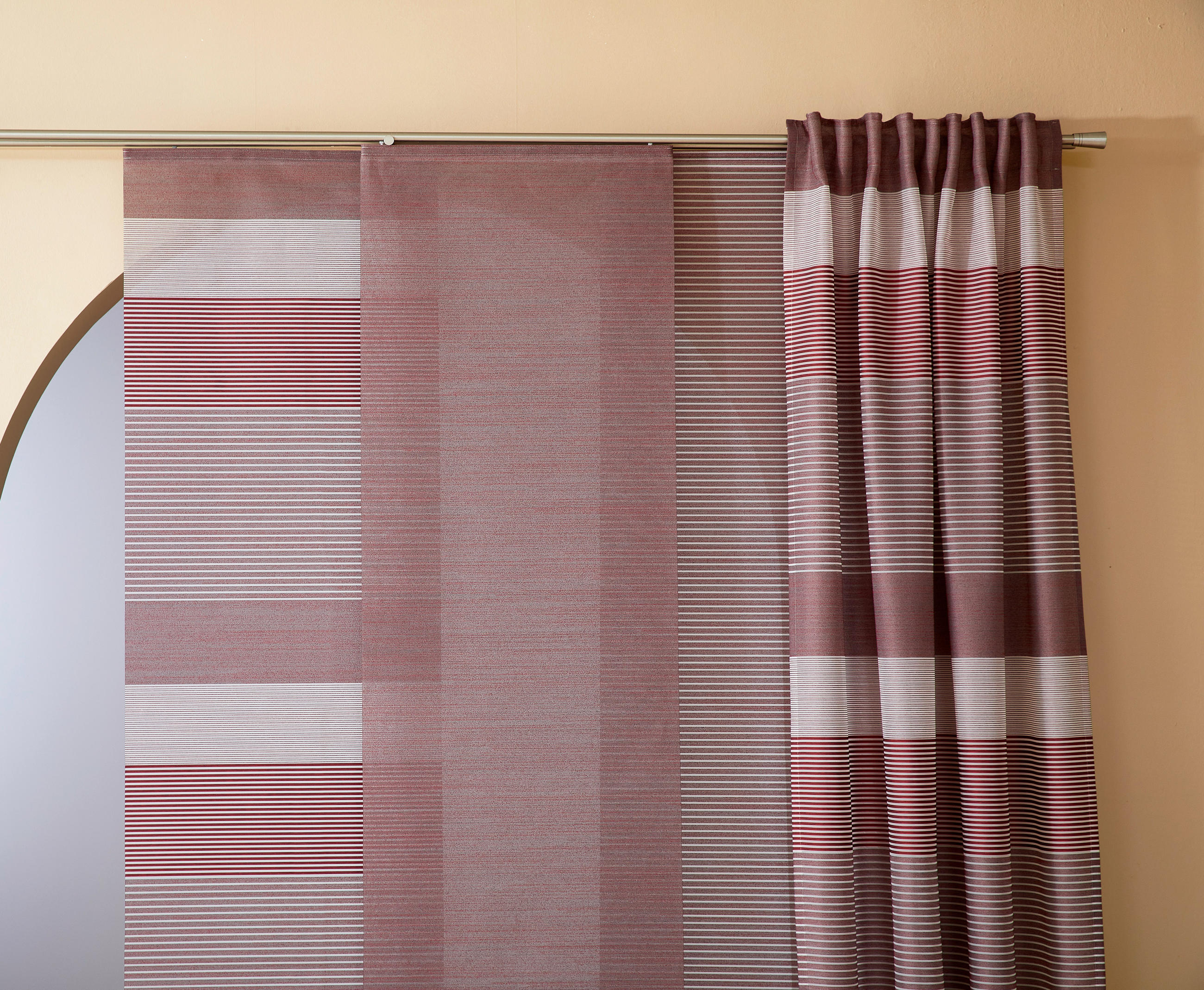 FLÄCHENVORHANG   blickdicht  60/245 cm   - Bordeaux, Basics, Textil (60/245cm) - Novel