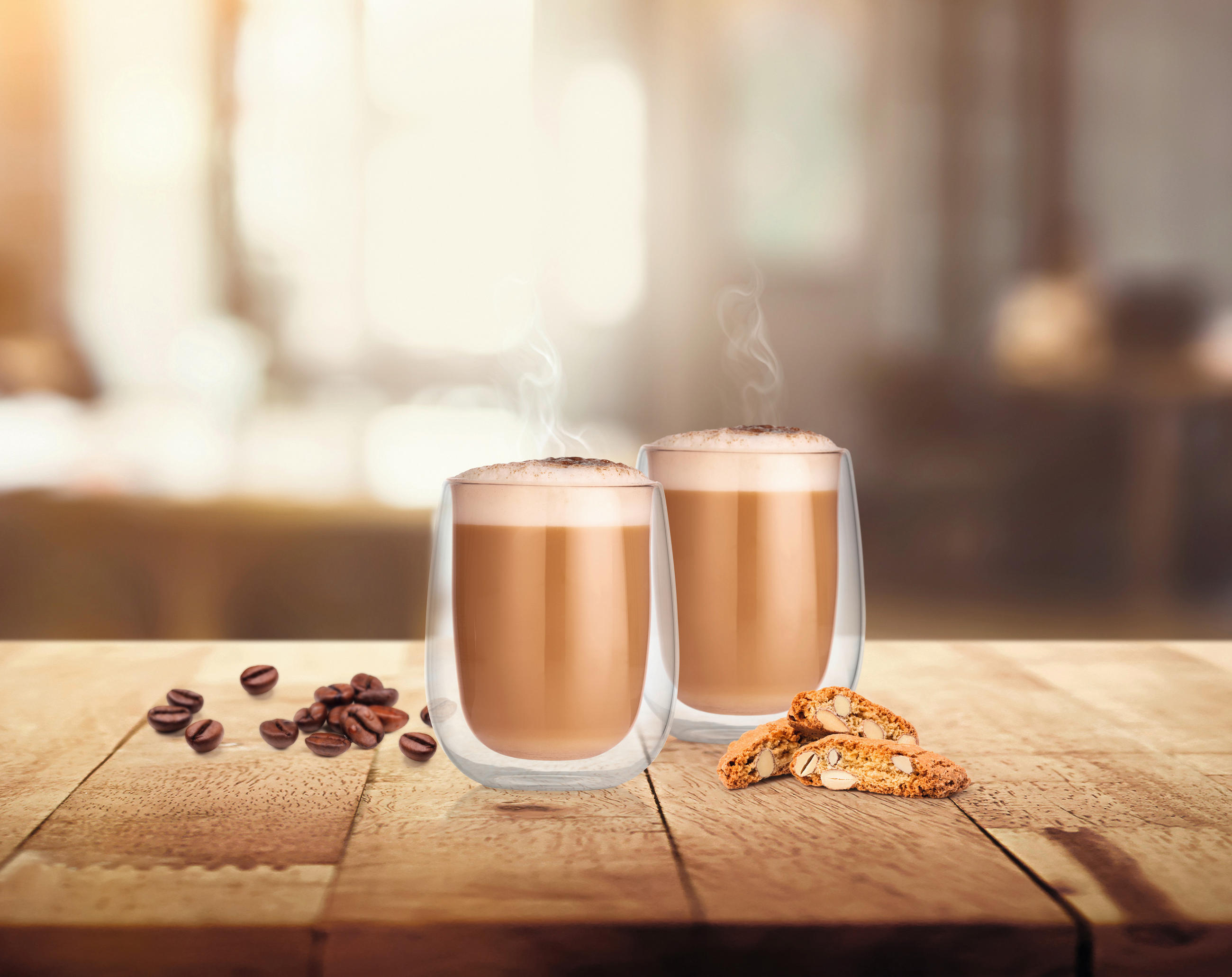 Cappuccinothermogläser 2er set  2-teilig  - Transparent, Basics, Glas (7,5/4,5/9cm)