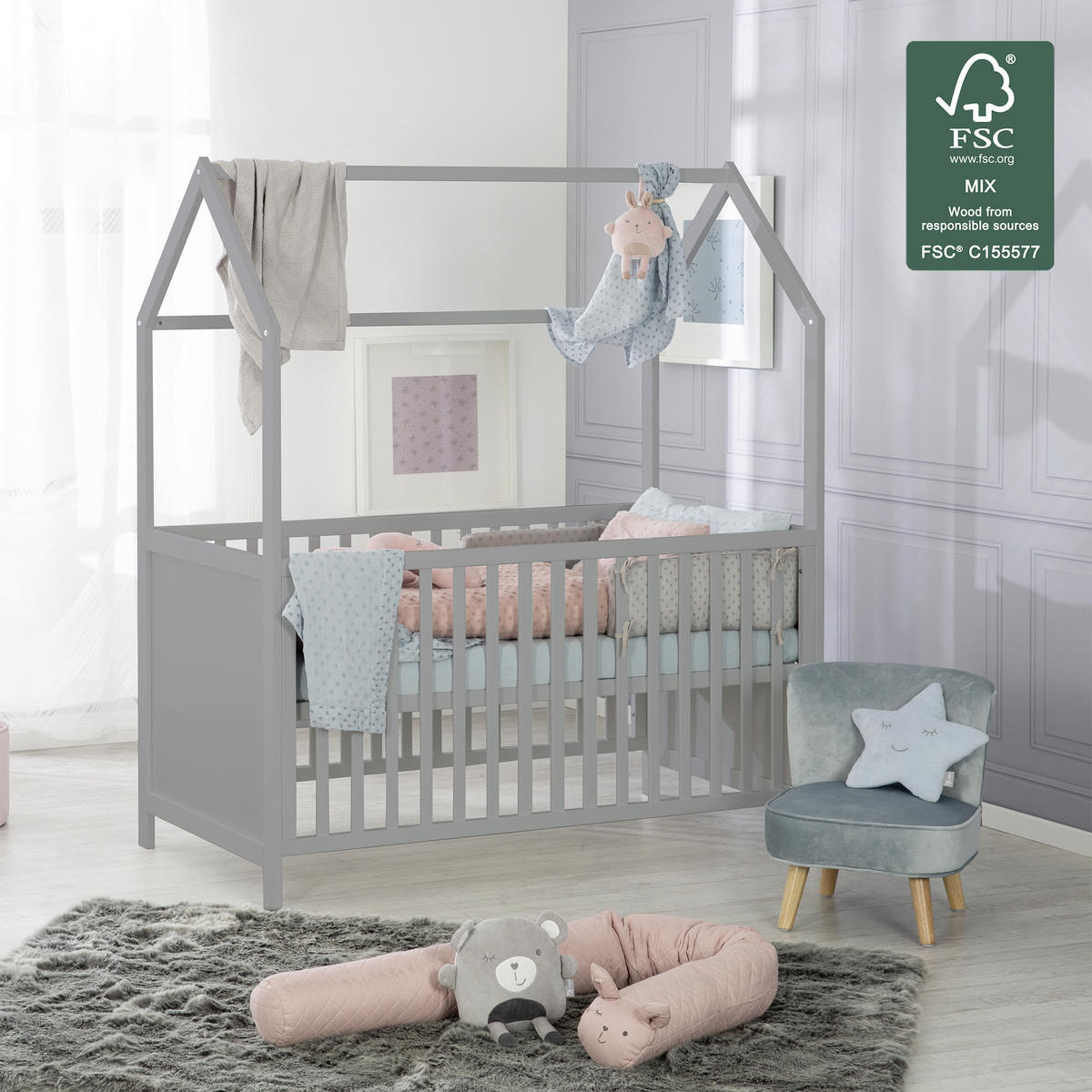 HAUSBETT  - Taupe, Basics, Holz/Holzwerkstoff (75/162,5/143,5cm) - Roba