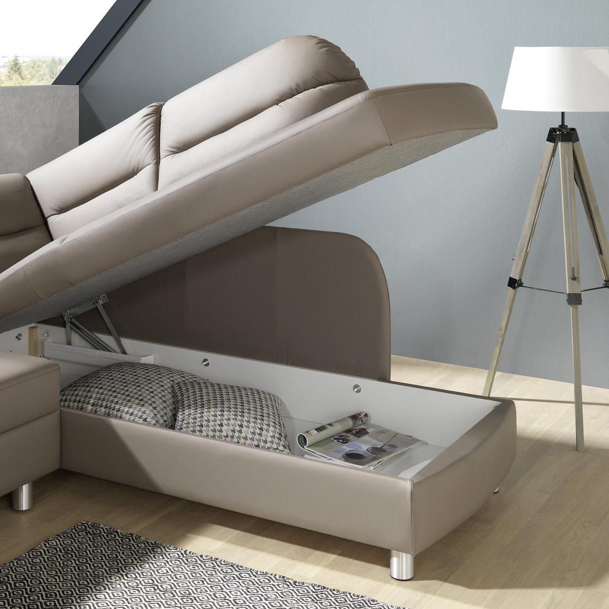 ECKSOFA in Echtleder Taupe  226/208 cm  - Taupe, KONVENTIONELL, Leder (226/208cm) - Sedda