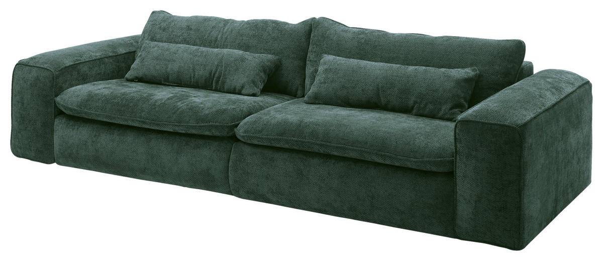 BIGSOFA VENICE in Webstoff Dunkelgrün  - Dunkelgrün/Schwarz, Basics, Kunststoff/Textil (300/80/118cm) - Livetastic