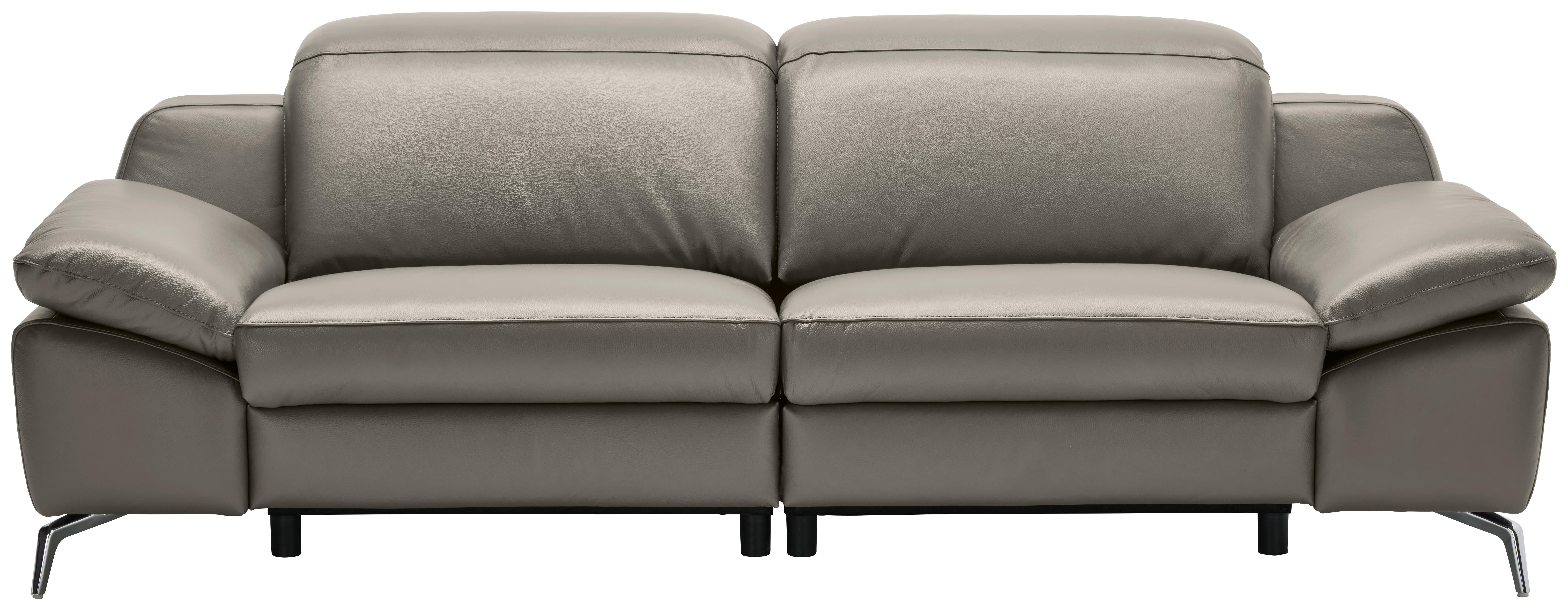 CANAPEA CU 3 LOCURI piele gri-maro  - gri-maro/culoare crom, Design, plastic/metal (234/83-99/110cm) - Celina Home