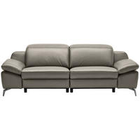 3-SITZER-SOFA Echtleder Graubraun  - Chromfarben/Graubraun, Design, Leder/Kunststoff (234/83-99/110cm) - Celina Home