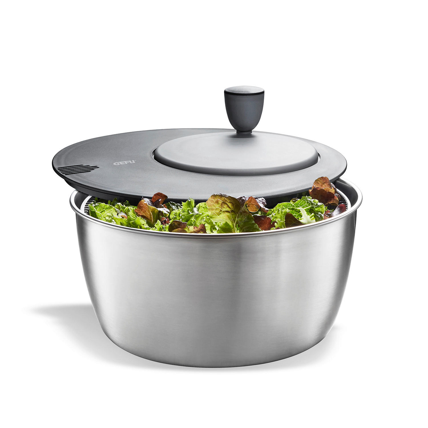 SALATSCHLEUDER ROTARE  - Edelstahlfarben/Schwarz, Design, Kunststoff/Metall (25/17,9cm) - Gefu
