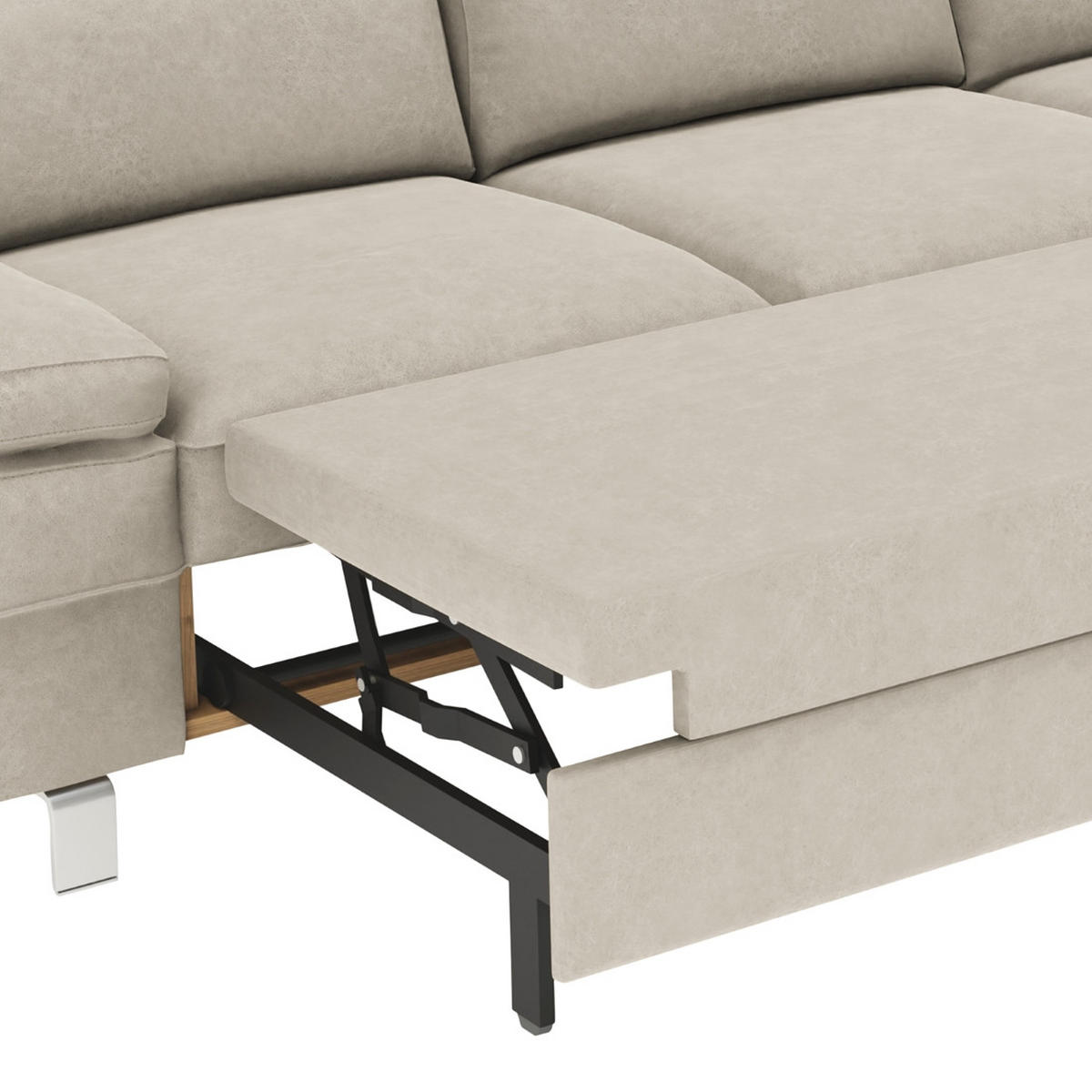 ECKSOFA in Mikrofaser Silberfarben  - Silberfarben, Konventionell, Textil/Metall (182/82/260cm) - Trendmanufaktur