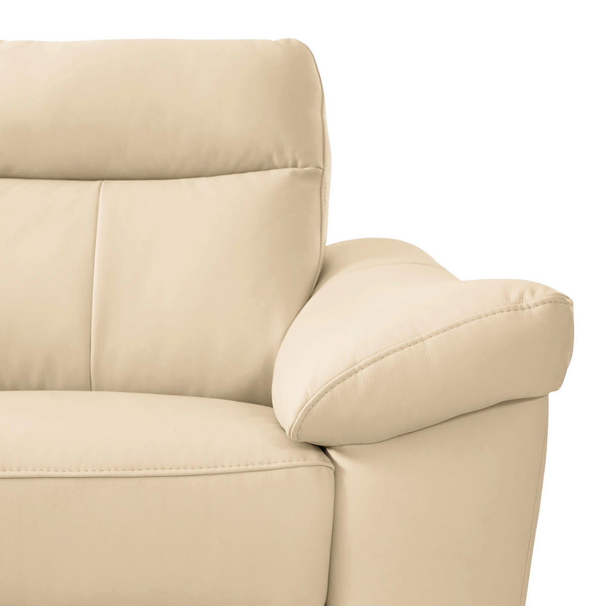 ECKSOFA Beige Echtleder Lederlook  - Chromfarben/Beige, Design, Leder/Textil (194/242cm) - Livetastic