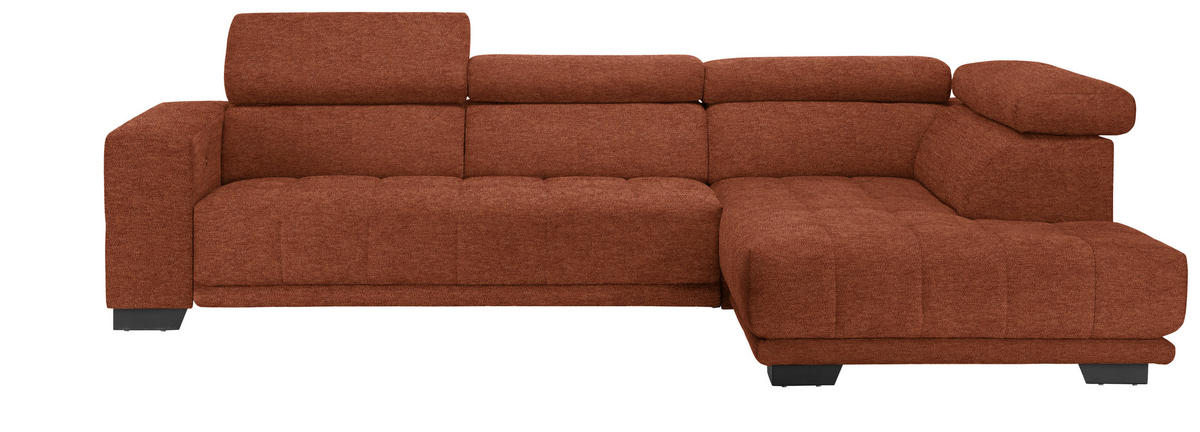 ECKSOFA in Mikrofaser Rostfarben  - Rostfarben/Schwarz, Design, Textil/Metall (301/207cm) - Xora
