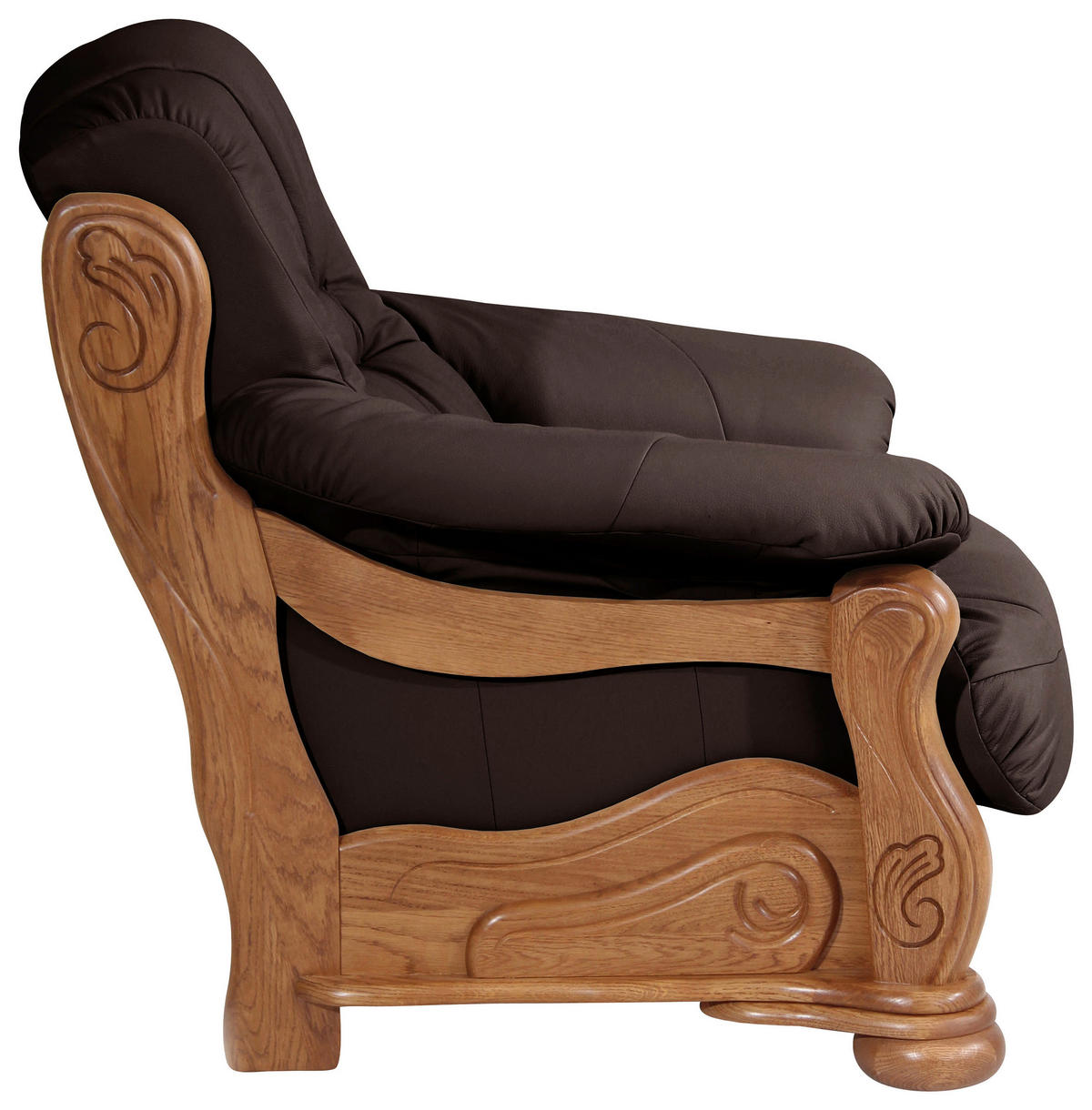 SESSEL in Echtleder Braun  - Eichefarben/Braun, Lifestyle, Leder/Holz (104/95/95cm) - Max Winzer