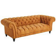 CHESTERFIELD-SOFA Currygelb Echtleder  - Currygelb/Dunkelbraun, LIFESTYLE, Leder/Holz (230/74/101cm) - Landscape