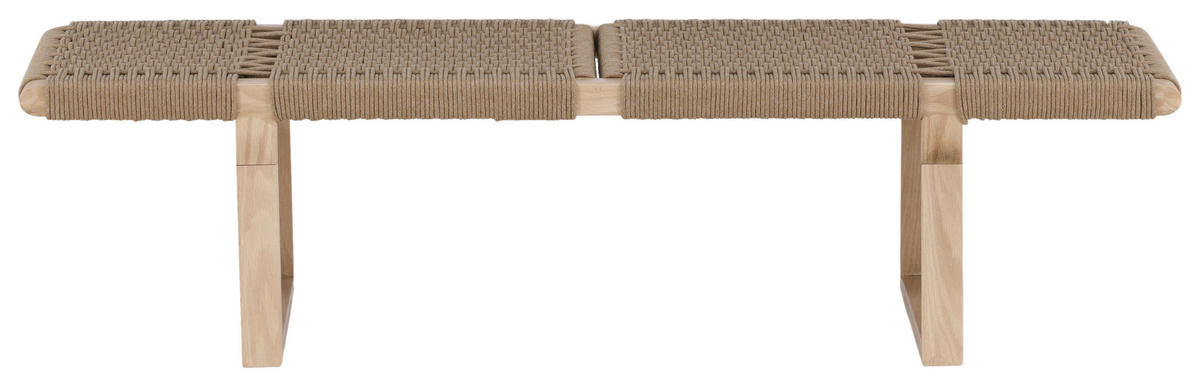 SITZBANK 140/36/46 cm Hellbraun Rattan  - Hellbraun, Design, Holz/Metall (140/36/46cm) - Livetastic