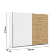 SCHWEBETÜRENSCHRANK  in Weiß, Eiche Artisan  - Alufarben/Weiß, KONVENTIONELL, Holzwerkstoff/Metall (271/210/62cm) - Xora
