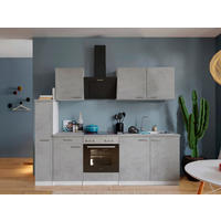 KÜCHENBLOCK   in Grau, Weiß  - Edelstahlfarben/Weiß, Basics, Holzwerkstoff/Metall (240cm) - Respekta