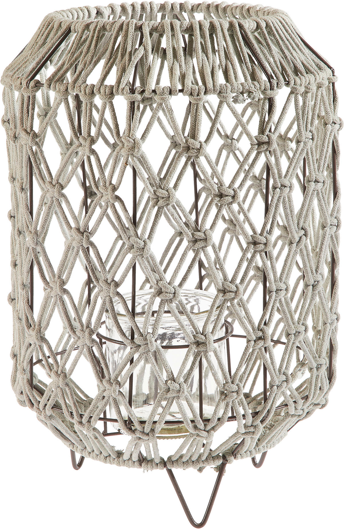 LATERNE  - Naturfarben/Hellblau, Trend, Glas/Naturmaterialien (39cm)
