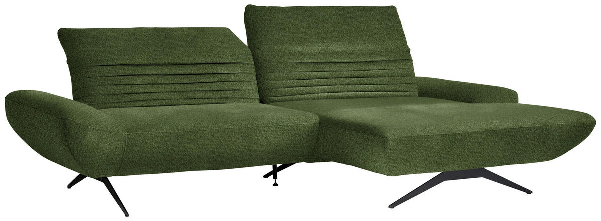 ECKSOFA in Chenille Grün  - Schwarz/Grün, Design, Textil/Metall (280/170-195cm) - Dieter Knoll