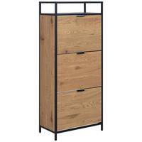 SCHUHSCHRANK Schwarz, Wildeiche  - Wildeiche/Eichefarben, Design, Papier/Holzwerkstoff (56/129/30cm) - Livetastic