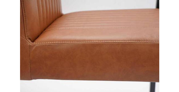 ARMLEHNSTUHL in Eisen Echtleder pigmentiert - Cognac/Schwarz, Design, Leder/Metall (55/91/64cm) - Ambia Home