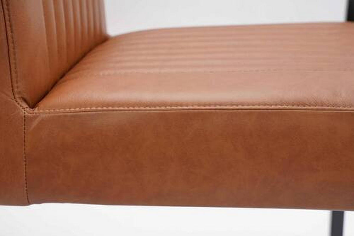 ARMLEHNSTUHL Eisen Echtleder pigmentiert  - Cognac/Schwarz, Design, Leder/Metall (55/91/64cm) - Ambia Home