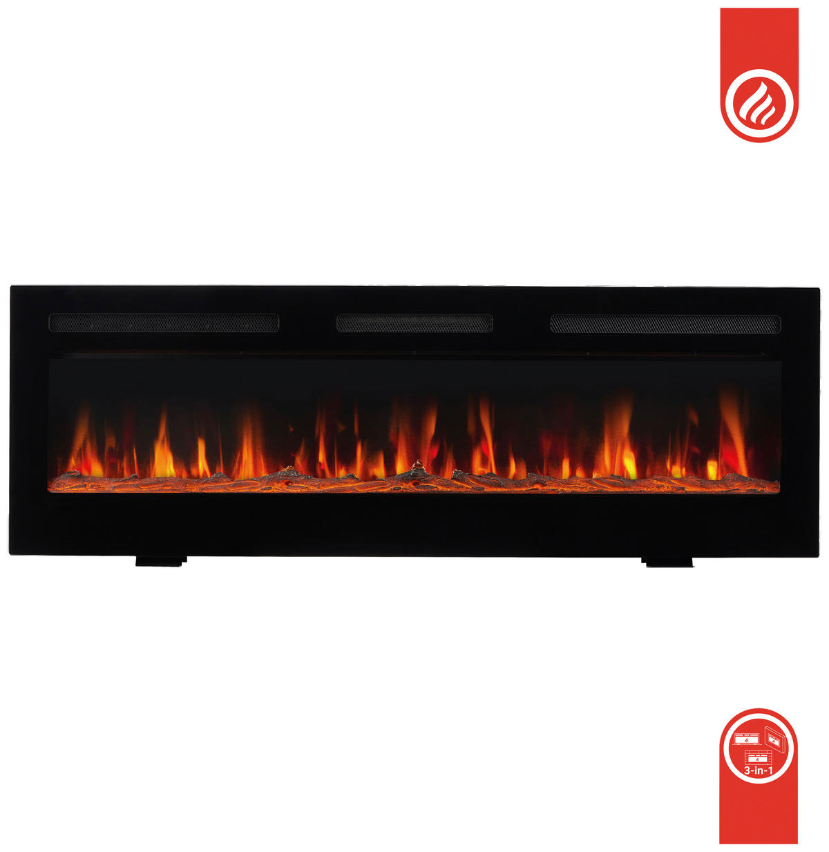 ELEKTROKAMIN - Schwarz, Basics, Glas/Metall (107,0/11,9/46,6cm)