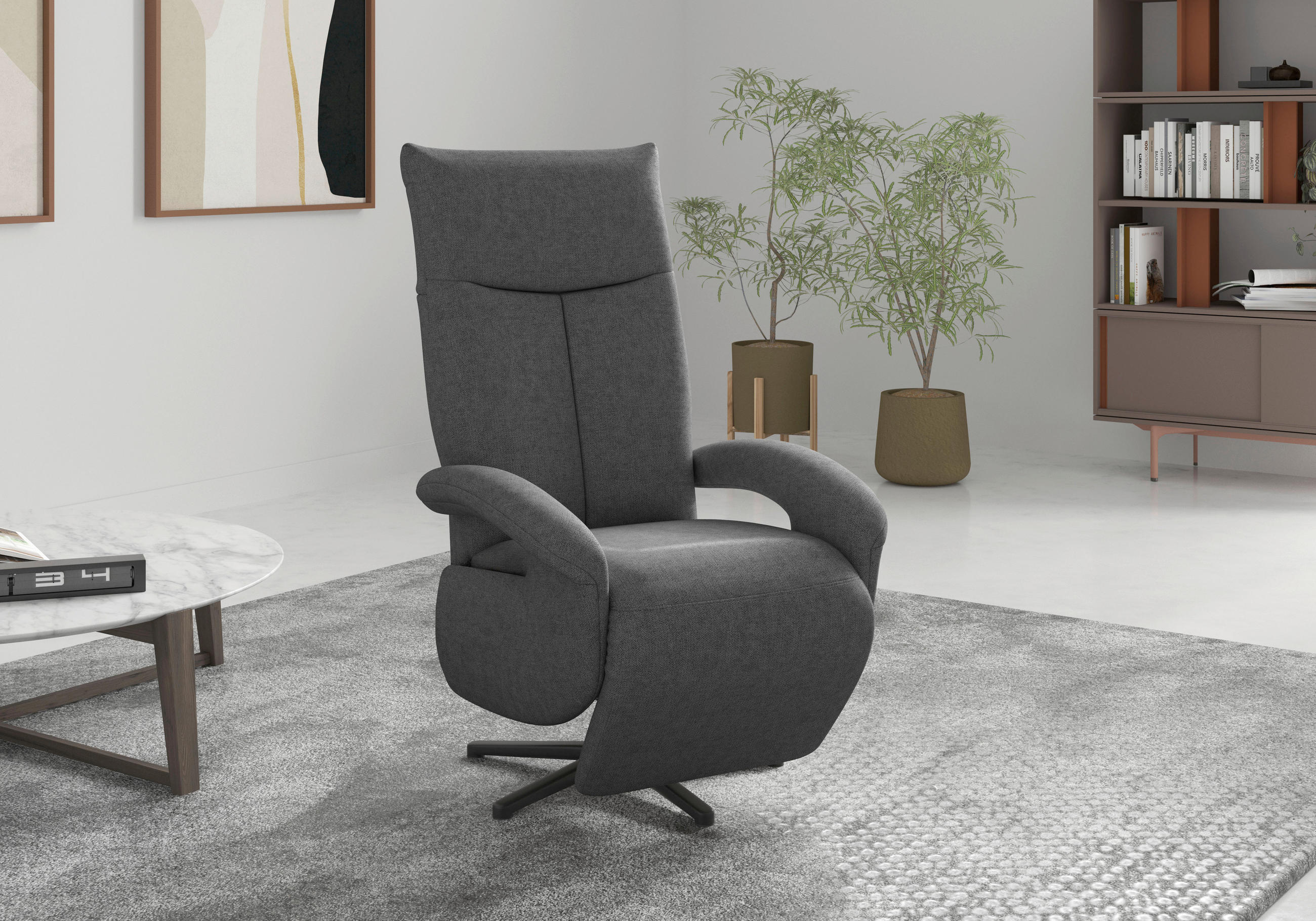 SESSEL in Flachgewebe Dunkelgrau - Dunkelgrau/Schwarz, Modern, Textil/Metall (74/112/82cm) - Sit & More