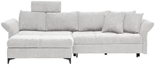ECKSOFA in Chenille Hellgrau  - Hellgrau/Schwarz, KONVENTIONELL, Textil/Metall (291/153cm) - Hom`in