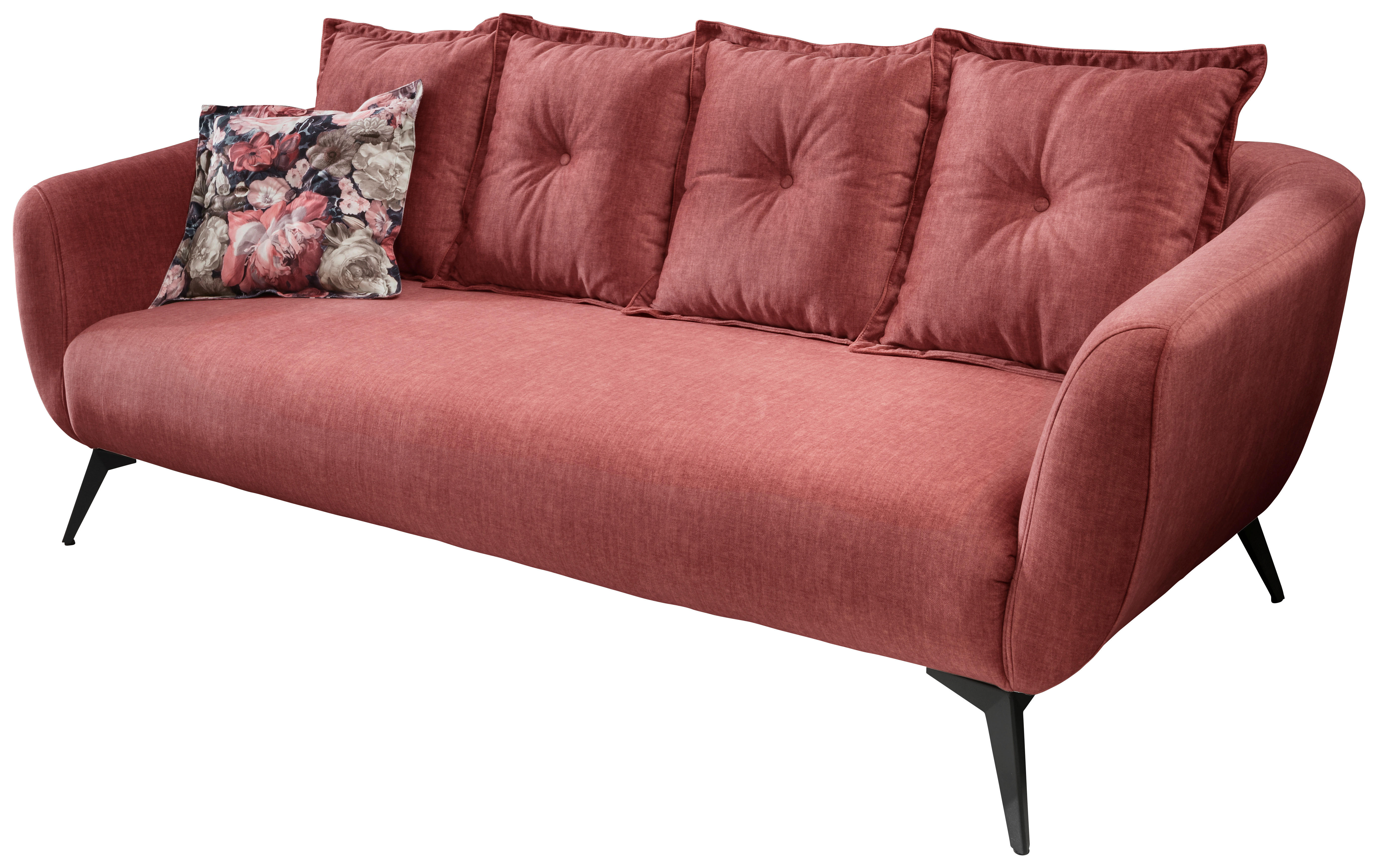 3-SITZER-SOFA Velours Koralle, Multicolor  - Koralle/Multicolor, Basics, Holz/Textil (236/94/103cm) - Livetastic