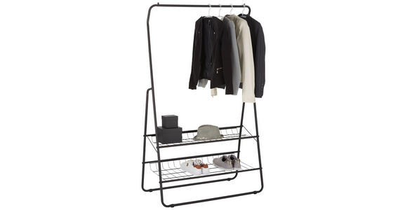 GARDEROBENSTÄNDER in Schwarz 93/159/47 cm - Schwarz, Trend, Metall (93/159/47cm) - Carryhome