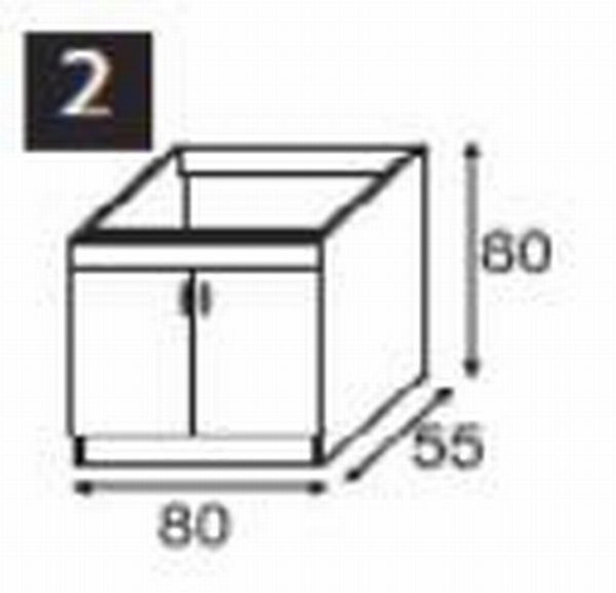 ELEMENT ISPOD SUDOPERE  80/80/55 cm  - sonoma hrast/boja aluminijuma, Dizajnerski, metal/pločasti materijal (80/80/55cm) - Xora