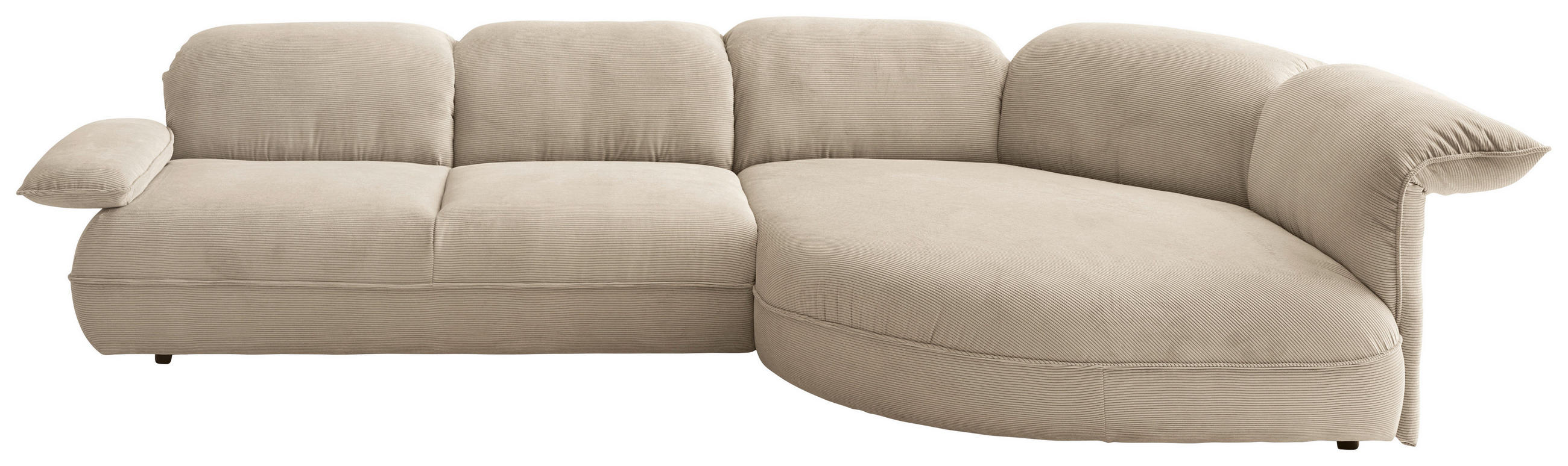 ECKSOFA Cord Beige  - Beige/Schwarz, Design, Kunststoff/Textil (343/154cm) - Koinor