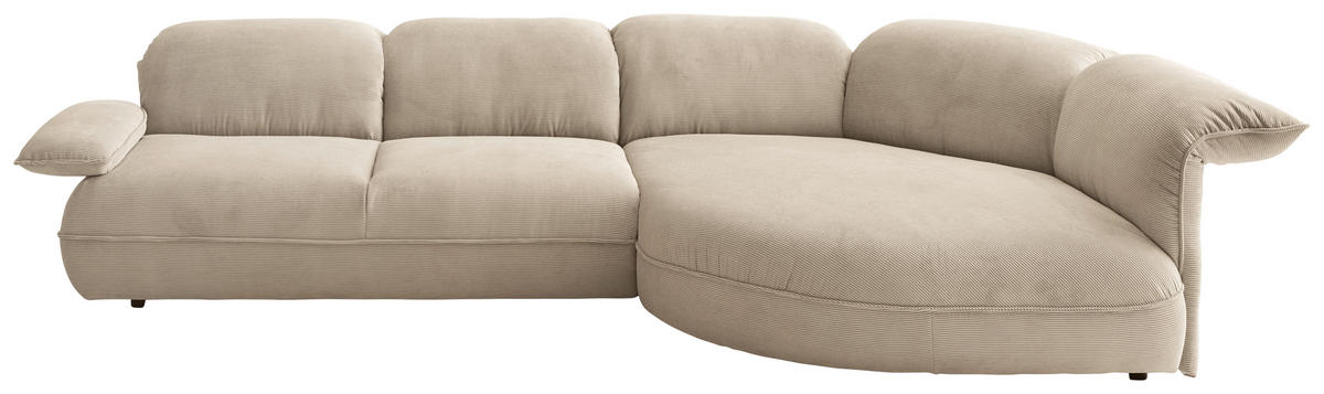 ECKSOFA Cord Beige  - Beige/Schwarz, Design, Kunststoff/Textil (343/154cm) - Koinor